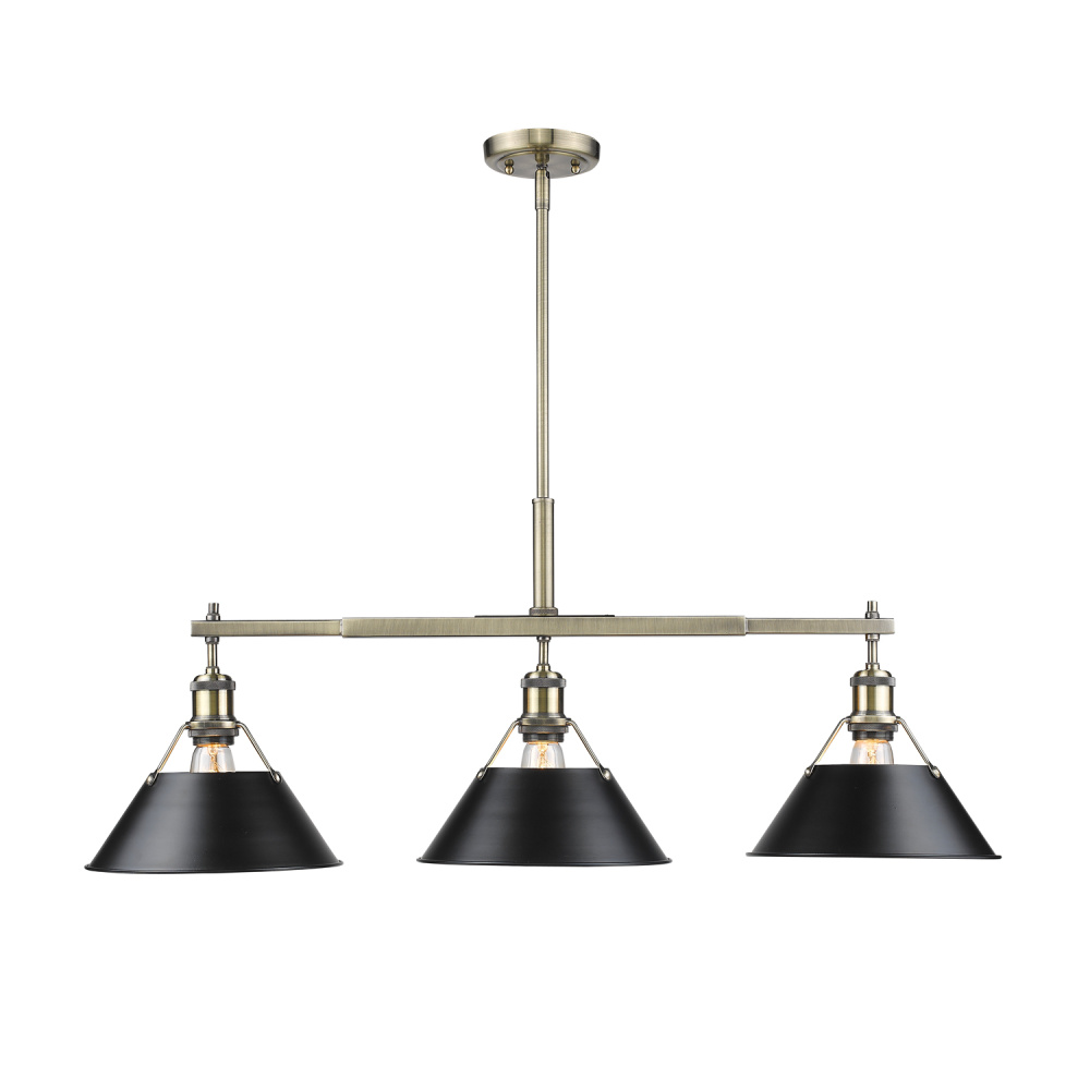 Yep by Golden Lighting Orwell 3-light Island Light in Aged Brass and Matte Black shade